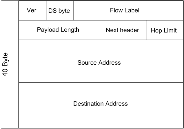 IPv6 header IPv6 header